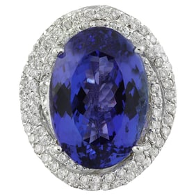Tanzanite Diamond Ring 14K White Gold