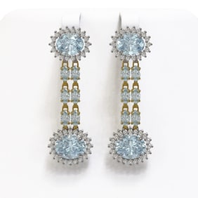 12.82 ctw Sky Topaz & Diamond Earrings 14K Yellow Gold