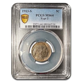 1913-S Buffalo Nickel Type-II MS-64 PCGS