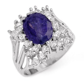 4.44 ctw Tanzanite & Diamond Ring 18k White Gold