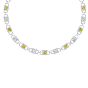 20 ctw SI/I Fancy Yellow Diamond Necklace 18K White Gold