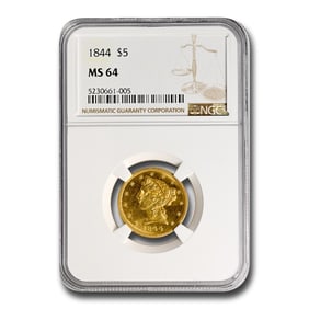 1844 $5 Liberty Gold Half Eagle