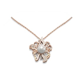 0.76 ctw Diamond & Pearl Necklace 18K Rose Gold
