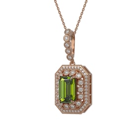 6.7 ctw Tourmaline & Diamond Victorian Necklace 14K Rose Gold