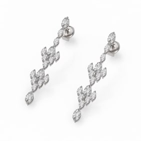 5.28 ctw Oval & Marquise Diamond Earrings 18K White Gold