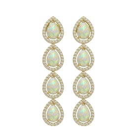 6.2 ctw Opal & Diamond Micro Pave Halo Earrings 10k Yellow Gold