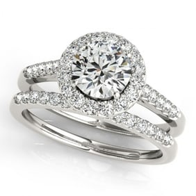 1.81 ctw Certified VS/SI Diamond 2pc Wedding Set Halo 14k White Gold