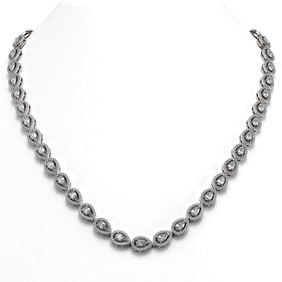 20.34 ctw Pear Cut Diamond Micro Pave Necklace 18K White Gold
