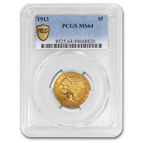 1913 $5 Indian Half Eagle MS-64