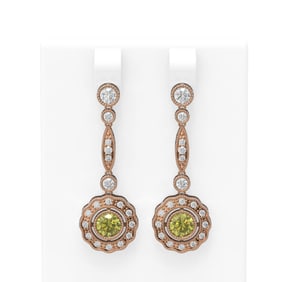 2.19 ctw Fancy Yellow Diamond Earrings 18K Rose Gold