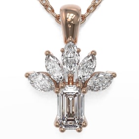 1.5 ctw Emerald Cut Diamond Designer Necklace 18K Rose Gold