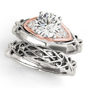 0.85 ctw Certified VS/SI Diamond Solitaire 2pc Set 14k 2Tone Gold