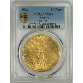 1922 Mexico Gold 50 Pesos MS-62