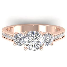 1.75 ctw Certified VS/SI Diamond 3 Stone Ring 14k Rose Gold