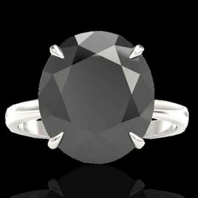 9 ctw Black Diamond Designer Engagment Ring 18k White Gold