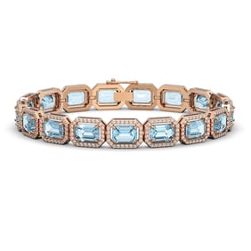 23.66 ctw Sky Topaz & Diamond Micro Pave Halo Bracelet 10k Rose Gold
