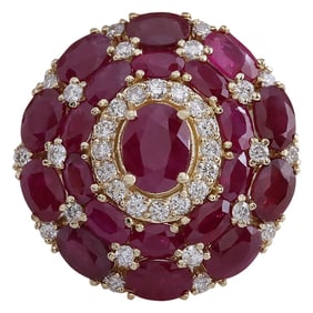 Natural Ruby Diamond Ring In 18K