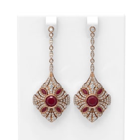 4.19 ctw Ruby & Diamond Earrings 18K Rose Gold