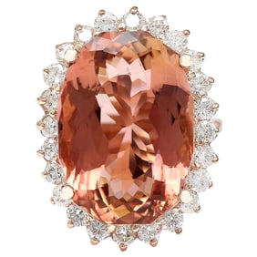 Morganite Diamond Ring 14K Rose Gold