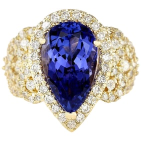 Natural Tanzanite Diamond Ring In 14K