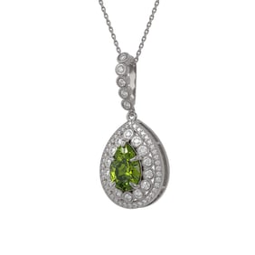 4.97 ctw Tourmaline & Diamond Victorian Necklace 14K White Gold