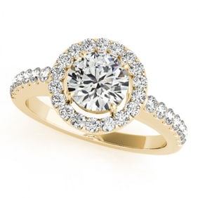 0.76 ctw Certified VS/SI Diamond Halo Ring 18k Yellow Gold