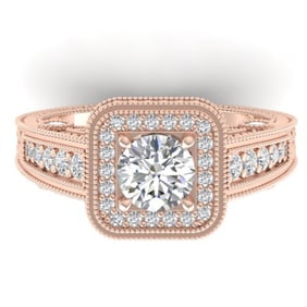 2 ctw Certified VS/SI Diamond Art Deco Halo Ring 14k Rose Gold