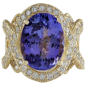 Exquisite Natural Tanzanite Diamond Ring: Crafted