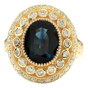 Sapphire Diamond Ring In 14K Yellow