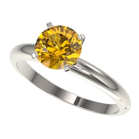 1.50 ctw Certified Intense Yellow Diamond Solitaire Ring 10k White Gold