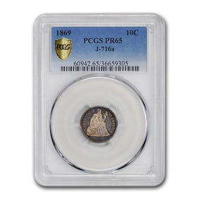 1869 Liberty Seated Dime Pattern PR-65