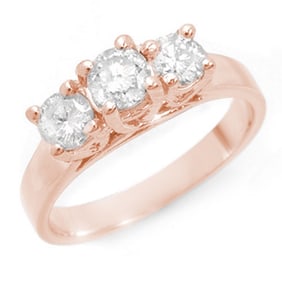 1.50 ctw Certified VS/SI Diamond 3 Stone Ring 14k Rose Gold