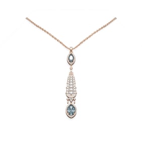 4.86 ctw Aquamarine & Diamond Necklace 18K Rose Gold