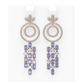 10.32 ctw Tanzanite & Diamond Earrings 18K Rose Gold
