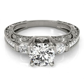 1.38 ctw Certified VS/SI Diamond Antique Ring 18k White Gold