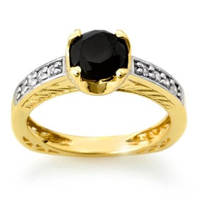 1.85 ctw VS Black & White Diamond Ring 14k Yellow Gold