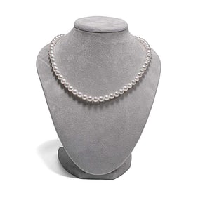 White Hanadama Japanese Akoya Pearl Necklace, 7.0-7.5mm