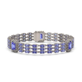 25.62 ctw Tanzanite & Diamond Bracelet 14K White Gold