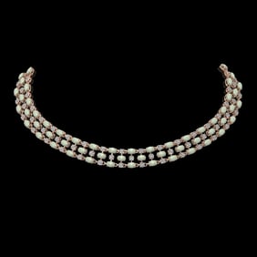 34.85 ctw Opal & Diamond Necklace 10K Rose Gold
