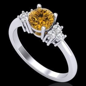 1 ctw Intense Yellow Diamond Engagment Ring 18k White Gold