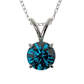 0.75 ctw Certified Intense Blue Diamond Necklace 10k White Gold
