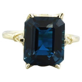 Topaz Diamond Ring 14K Yellow Gold