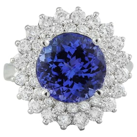 Tanzanite Diamond Ring 14K White Gold
