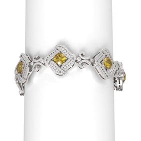 19.51 ctw Canary Citrine & Diamond Bracelet 18K White Gold