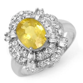 3.05 ctw Yellow Sapphire & Diamond Ring 18k White Gold