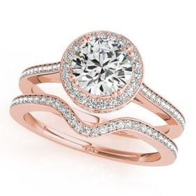2.31 ctw Certified VS/SI Diamond 2pc Wedding Set Halo 14k Rose Gold