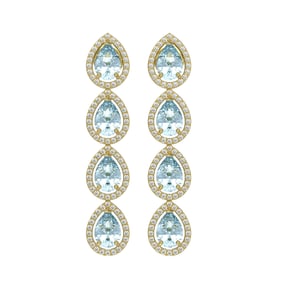 7.81 ctw Sky Topaz & Diamond Micro Pave Halo Earrings 10k Yellow Gold