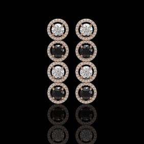 5.58 ctw Black & Diamond Micro Pave Earrings 18K Rose Gold