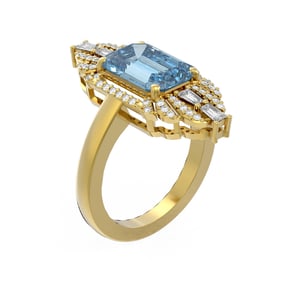 5.1 ctw Blue Topaz & Diamond Ring 18K Yellow Gold