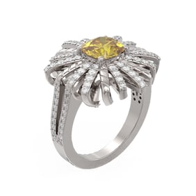 2.63 ctw Canary Citrine & Diamond Ring 18K White Gold